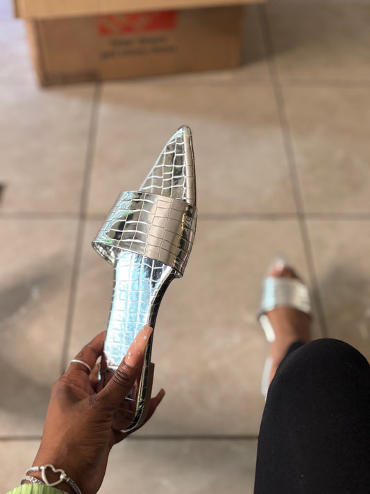 Silver Croc Sandal