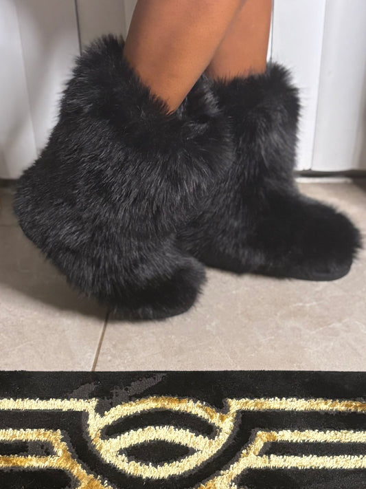 Black Fur Booties