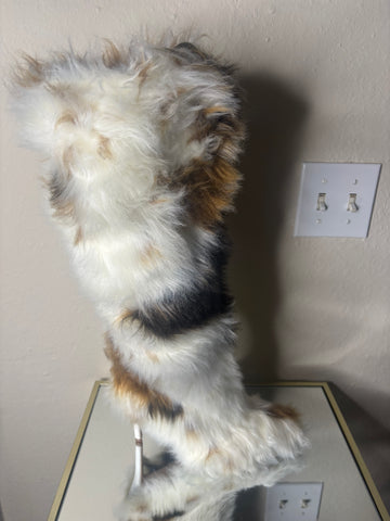 MULTICOLOR HEELED FUR BOOTS